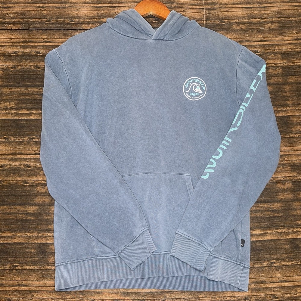 Quiksilver Youth Hoodie Blue Size XL Surf Skate Swim Grunge